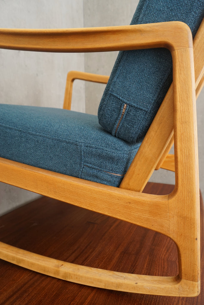 Ole Wanscher FD 110 teak rocking chair (France & Daverkosen) Denmark, 1960s