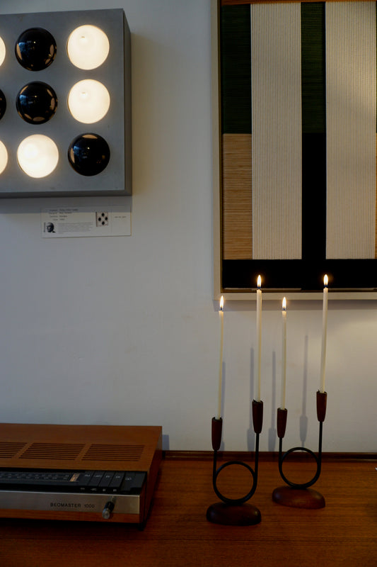 Midcentury wooden candle holders (2 available)