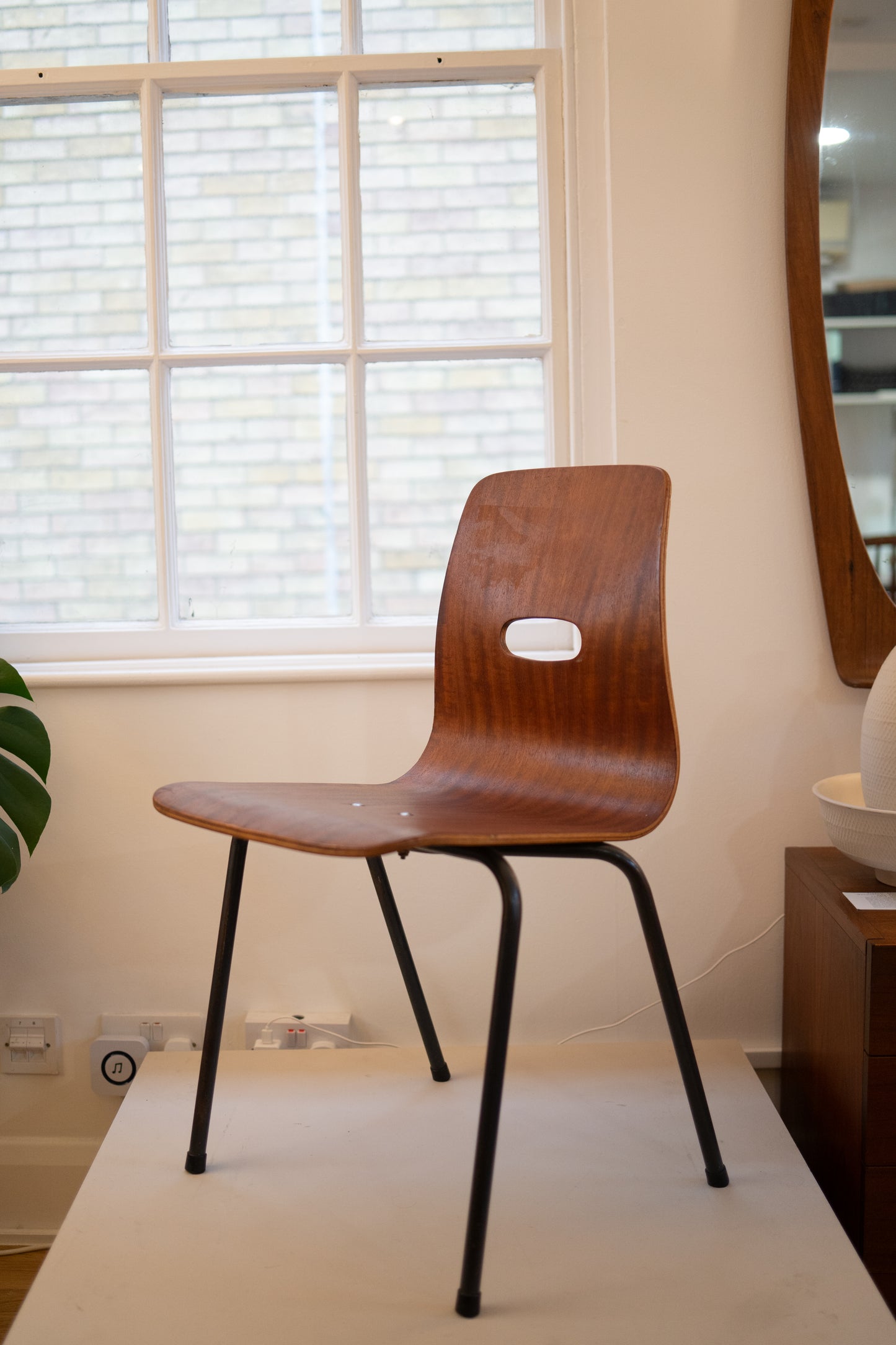 Q Cherrywood Q stack chairs (1953) by Robin Day for Hille