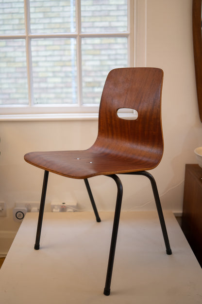 Q Cherrywood Q stack chairs (1953) by Robin Day for Hille