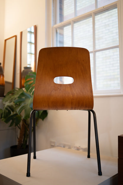 Q Cherrywood Q stack chairs (1953) by Robin Day for Hille