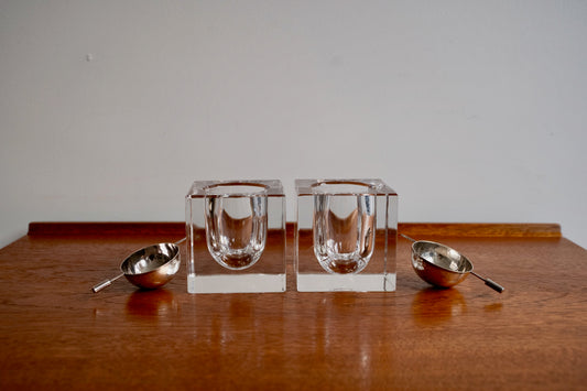 A pair of Glass ashtrays/tealights by Ercius, France (1960s)