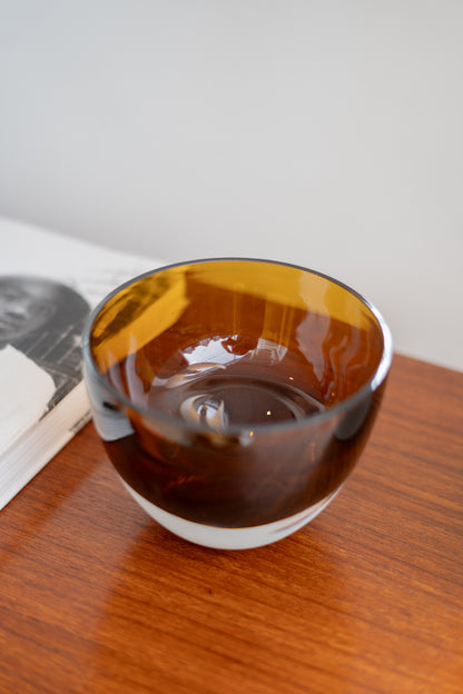 Hand blown studio art glass in amber colourway