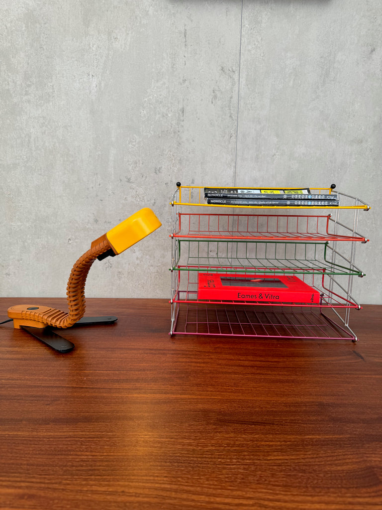 A 1960/70's five-tier metalwork desk organiser