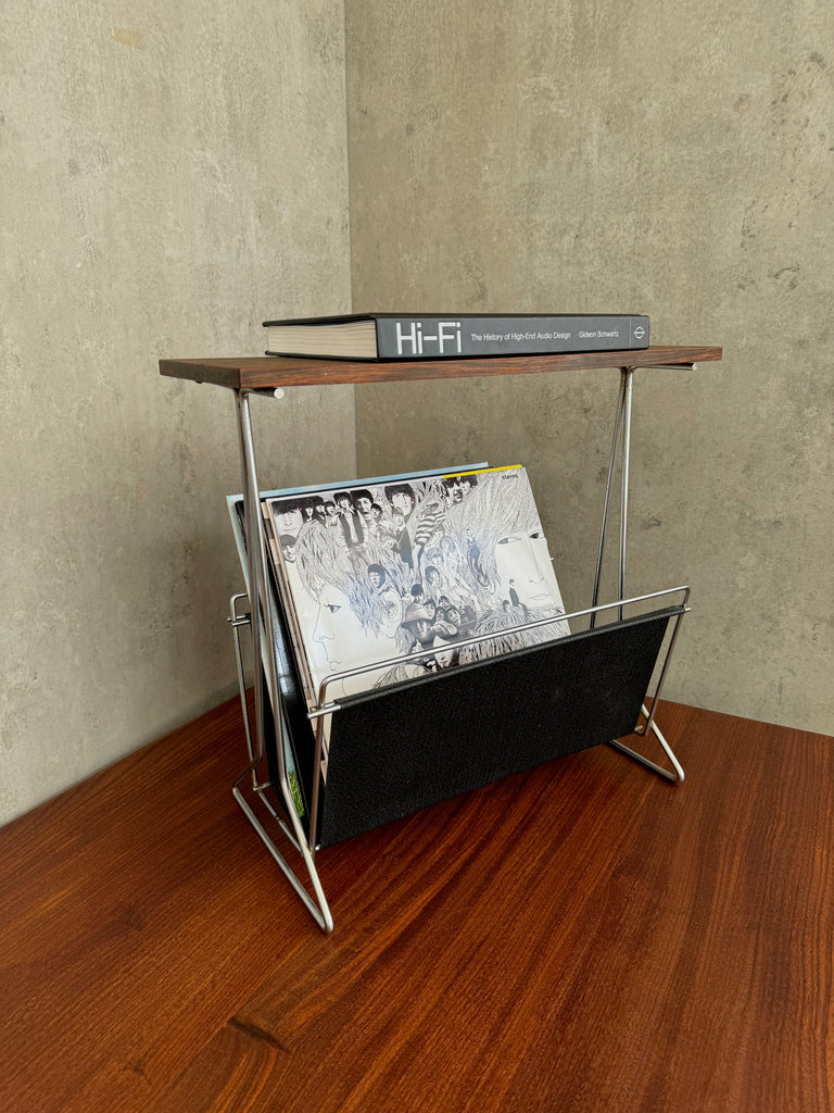 Faux rosewood magazine/vinyl rack (1960s)