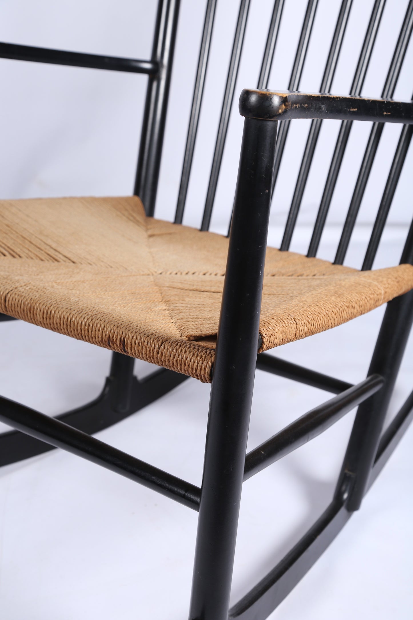 J18 'black edition' rocking chair by Hans Wegner for FDB Möbler (Denmark) 1944