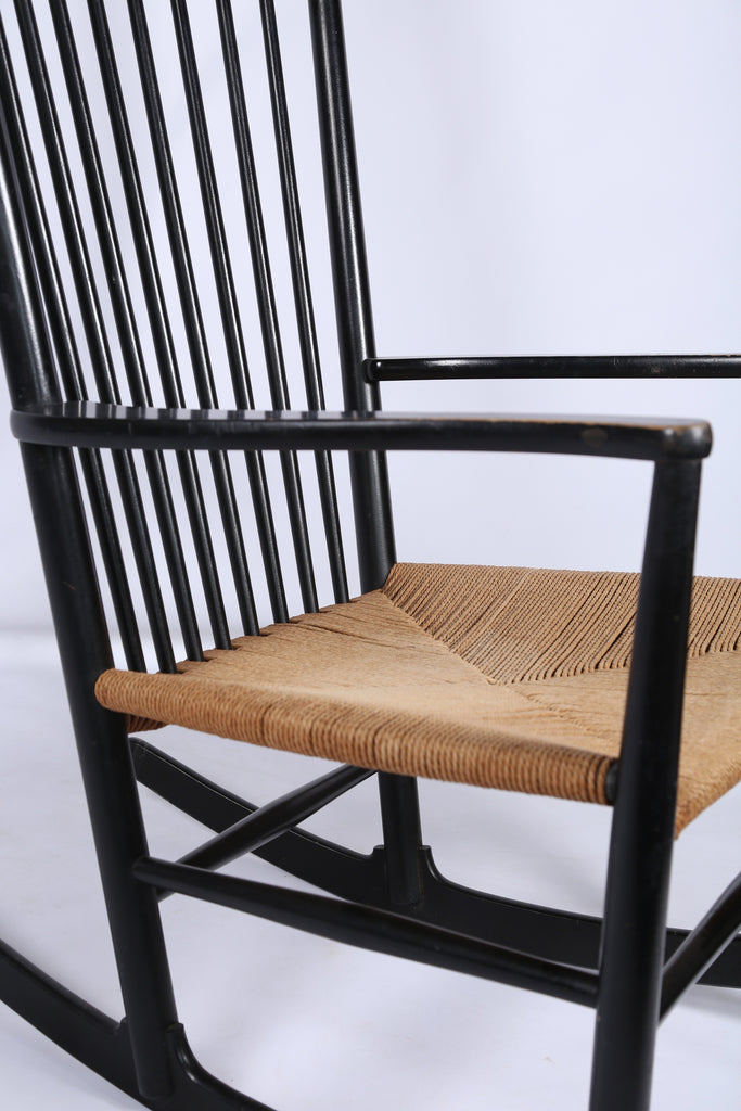 J18 'black edition' rocking chair by Hans Wegner for FDB Möbler (Denmark) 1944