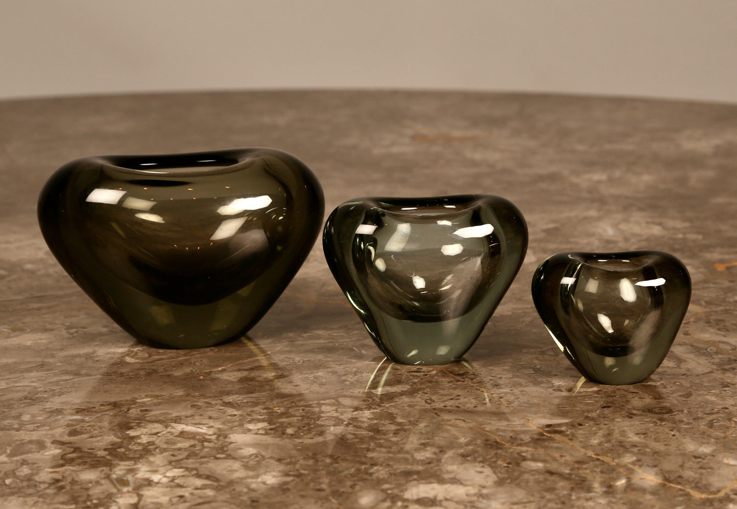 SMALL Heart Vase in smoked glass by Per Lütken for Holmegaad C1967 (Denmark)