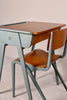 Childrens beech and metal school desk and chair by James Leonard (1950s) Britain