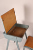 Childrens beech and metal school desk and chair by James Leonard (1950s) Britain