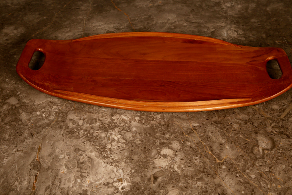 Danish Midcentury surfboard table tray in teak (1960s)