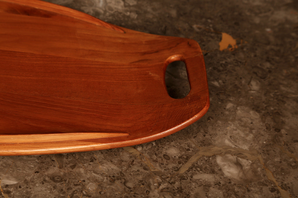 Danish Midcentury surfboard table tray in teak (1960s)