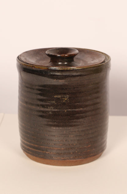 Midcentury treacle glazed containers with lid (matching larger one available)