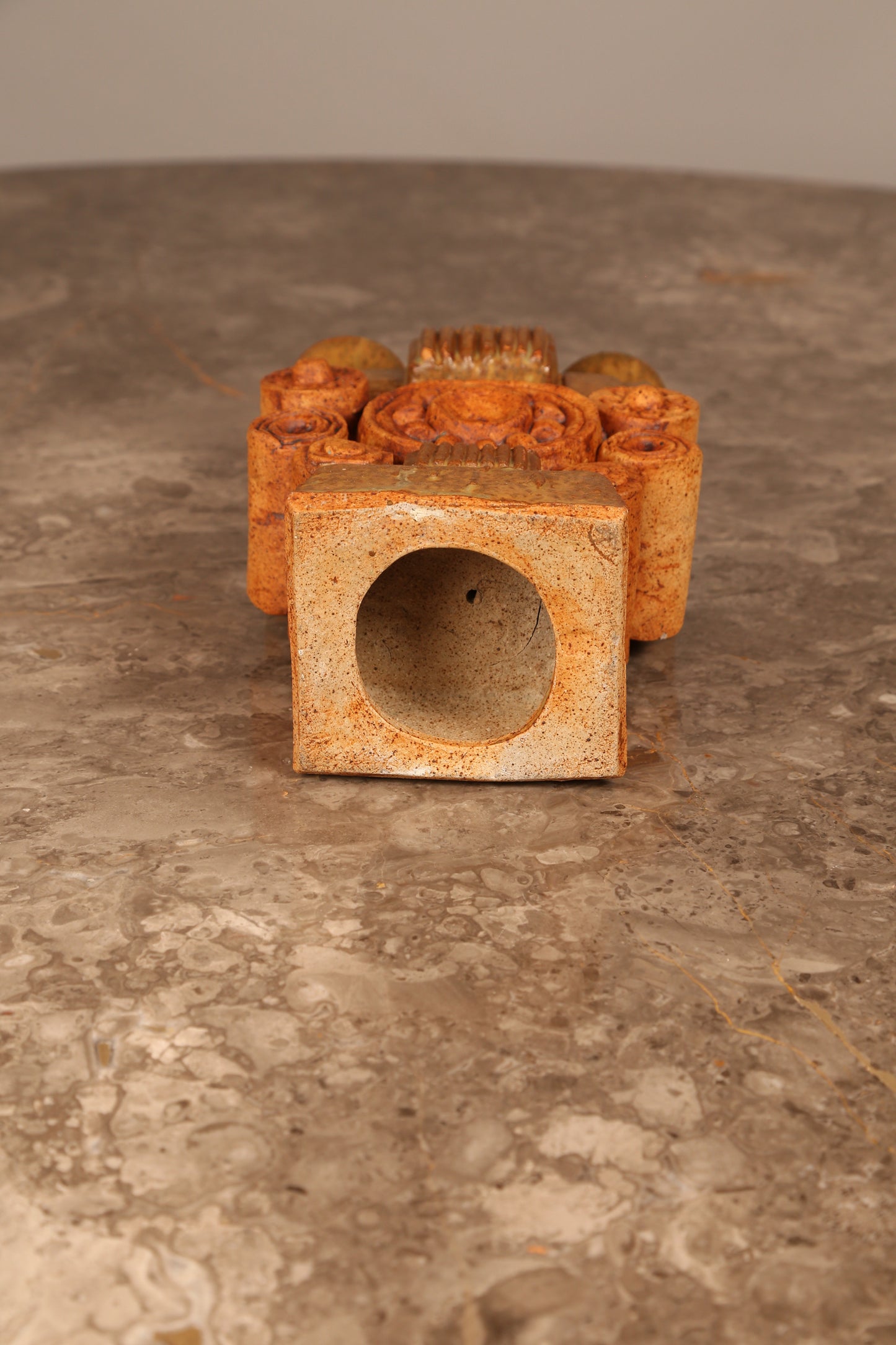 Brutalist pottery candle holder by Bernard Rooke (1960s)