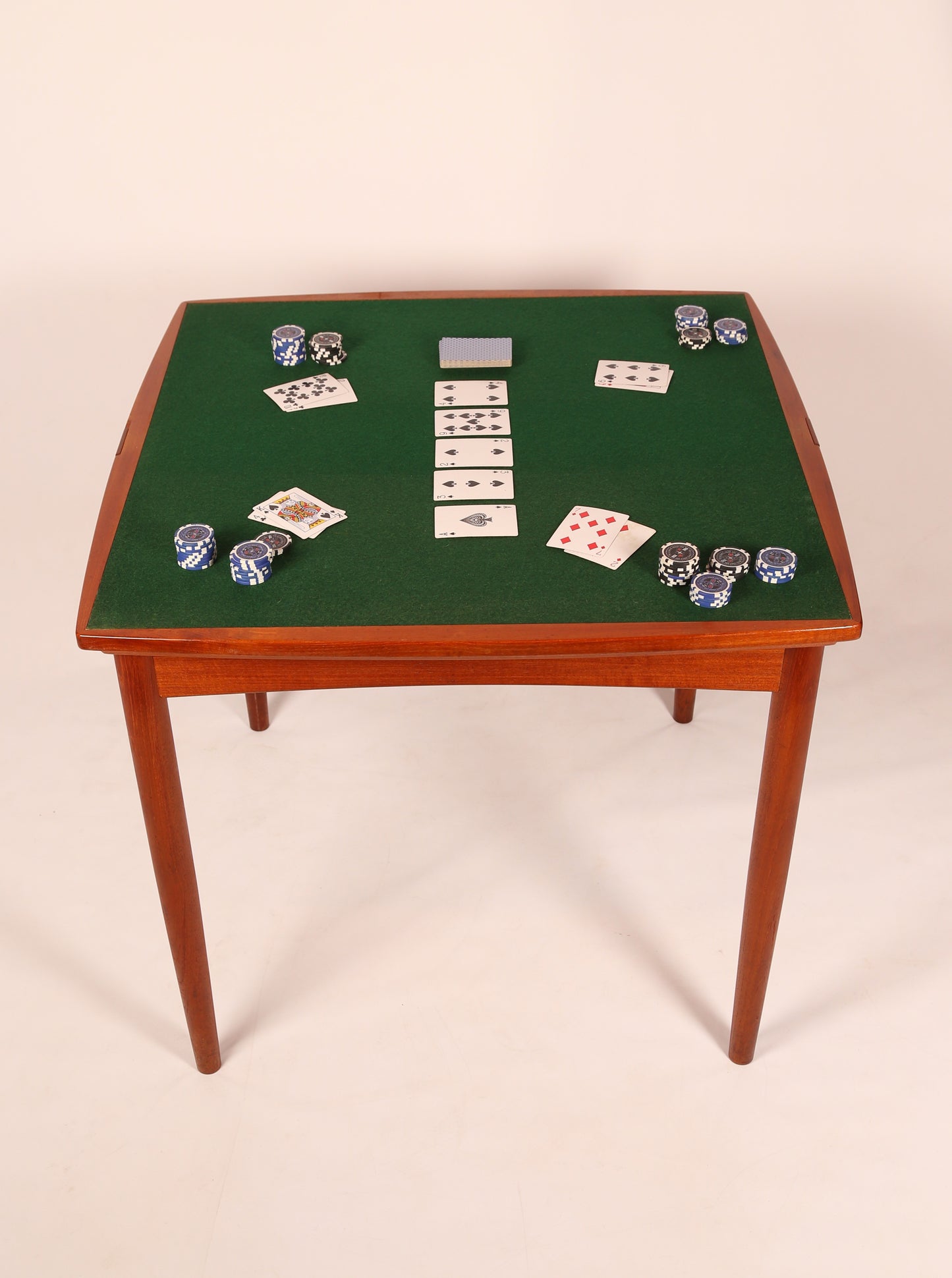 An Am Ansager Möbler metamorphic Teak Extending Dining / Card Table with baize lined reversible top, 1960s (Denmark)