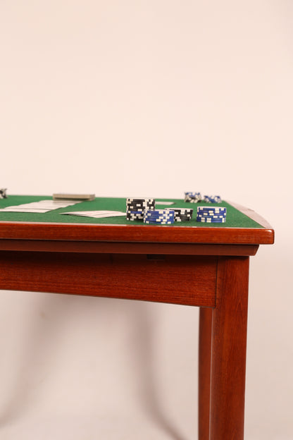 An Am Ansager Möbler metamorphic Teak Extending Dining / Card Table with baize lined reversible top, 1960s (Denmark)