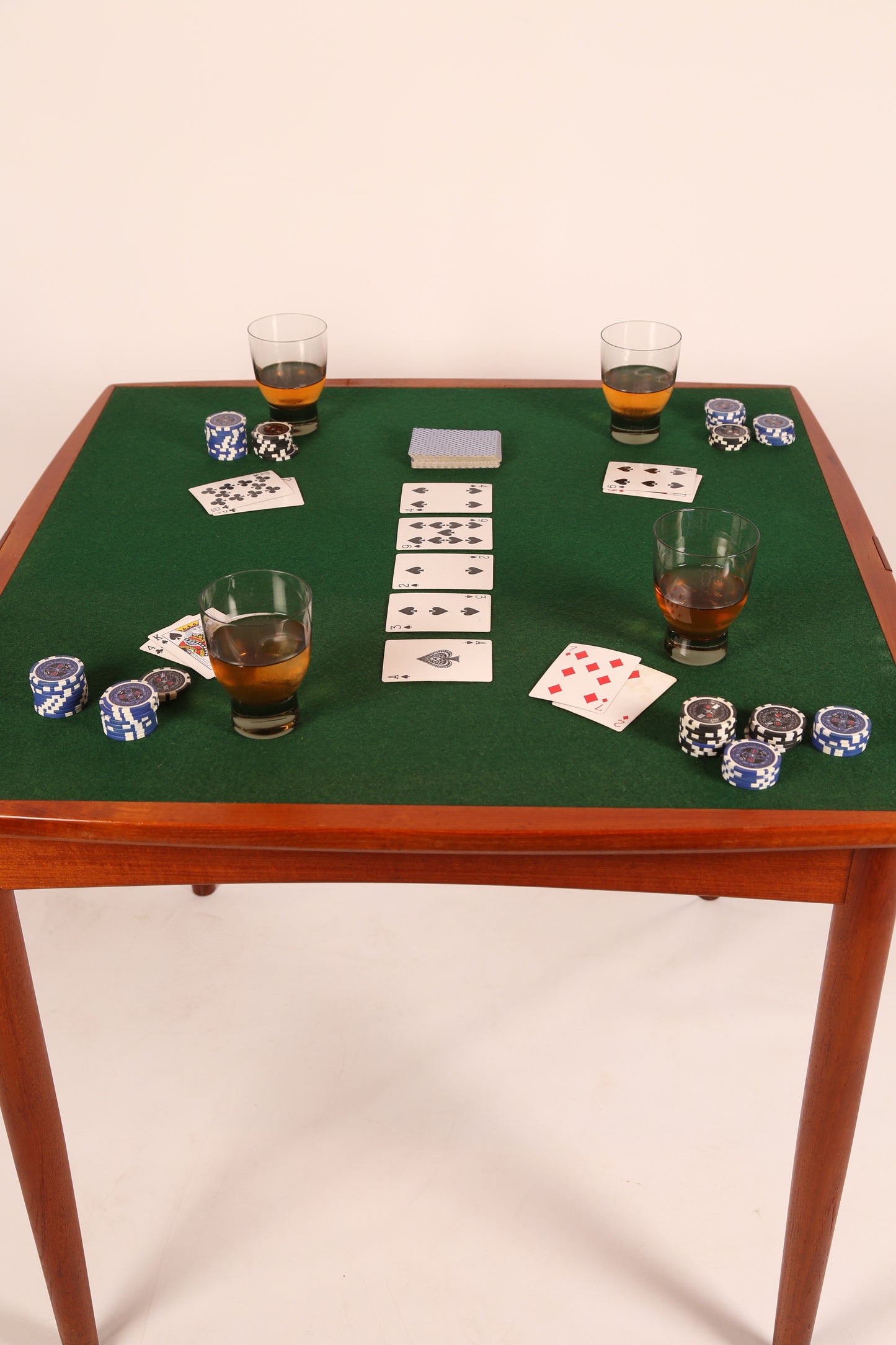 An Am Ansager Möbler metamorphic Teak Extending Dining / Card Table with baize lined reversible top, 1960s (Denmark)