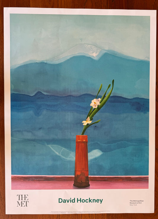 David Hockney Poster -  Mount Fuji & Flowers Original Gallery Exhibition Poster