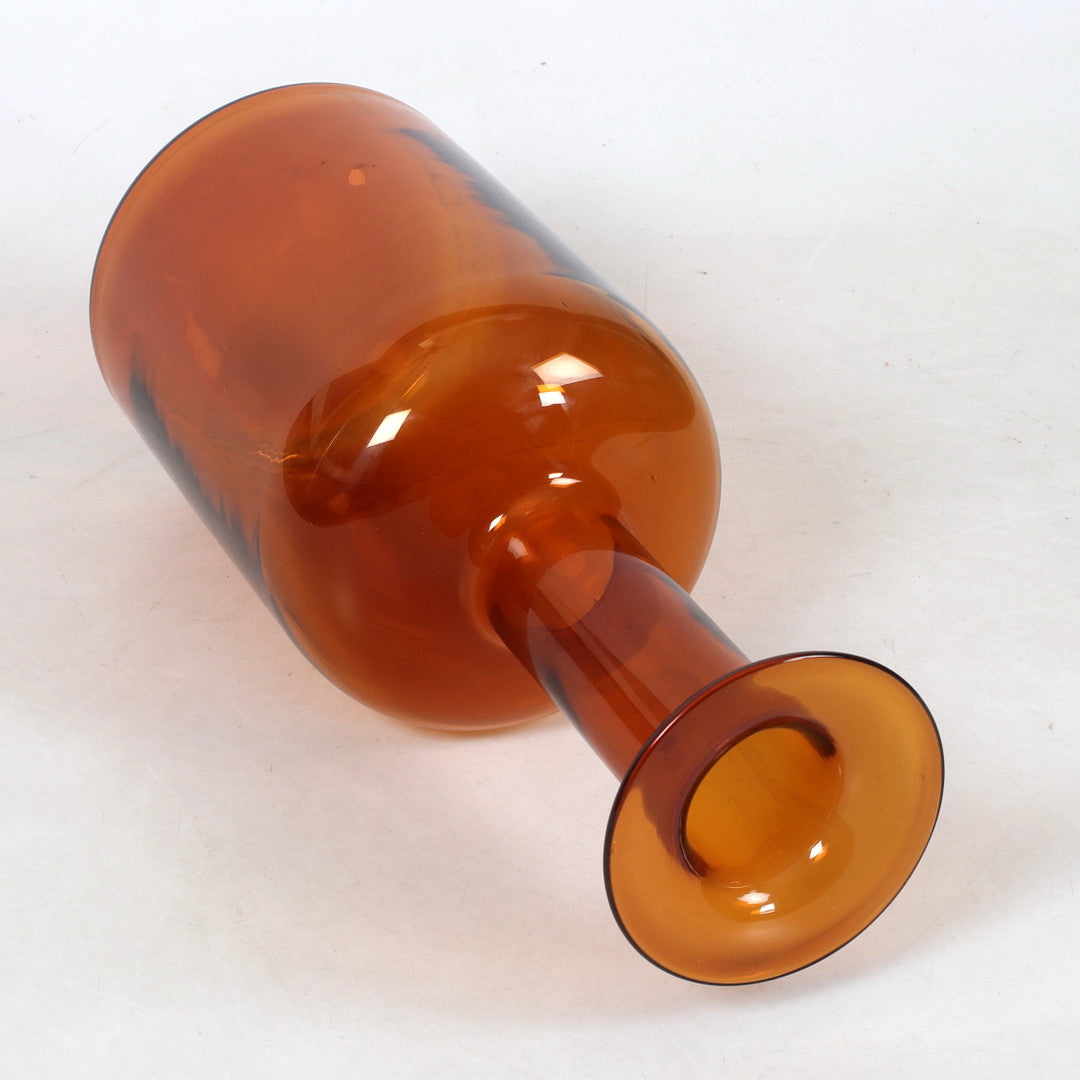 Large ‘Gulvvase’ glass bottle in orange by Otto Brauer (Denmark) 1960s