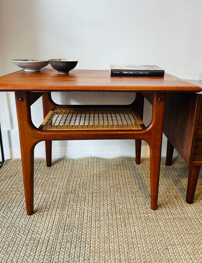 Cane & teak Danish coffee table by Trioh Mobler (1960s)