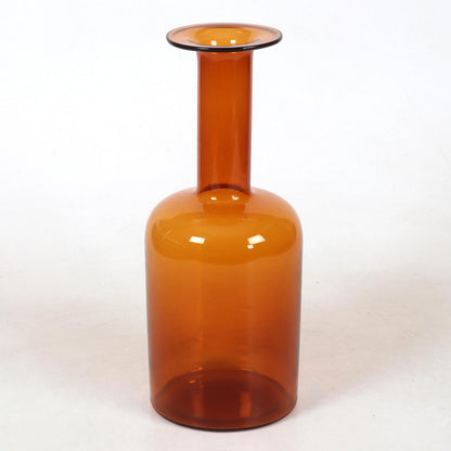 Large ‘Gulvvase’ glass bottle in orange by Otto Brauer (Denmark) 1960s