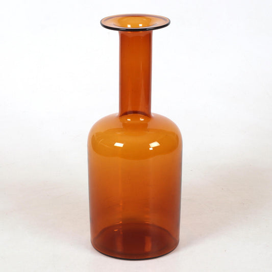 Large ‘Gulvvase’ glass bottle in orange by Otto Brauer (Denmark) 1960s