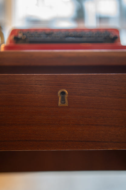 Teak kneehole desk with intregrated shelf (Denmark) 1960s