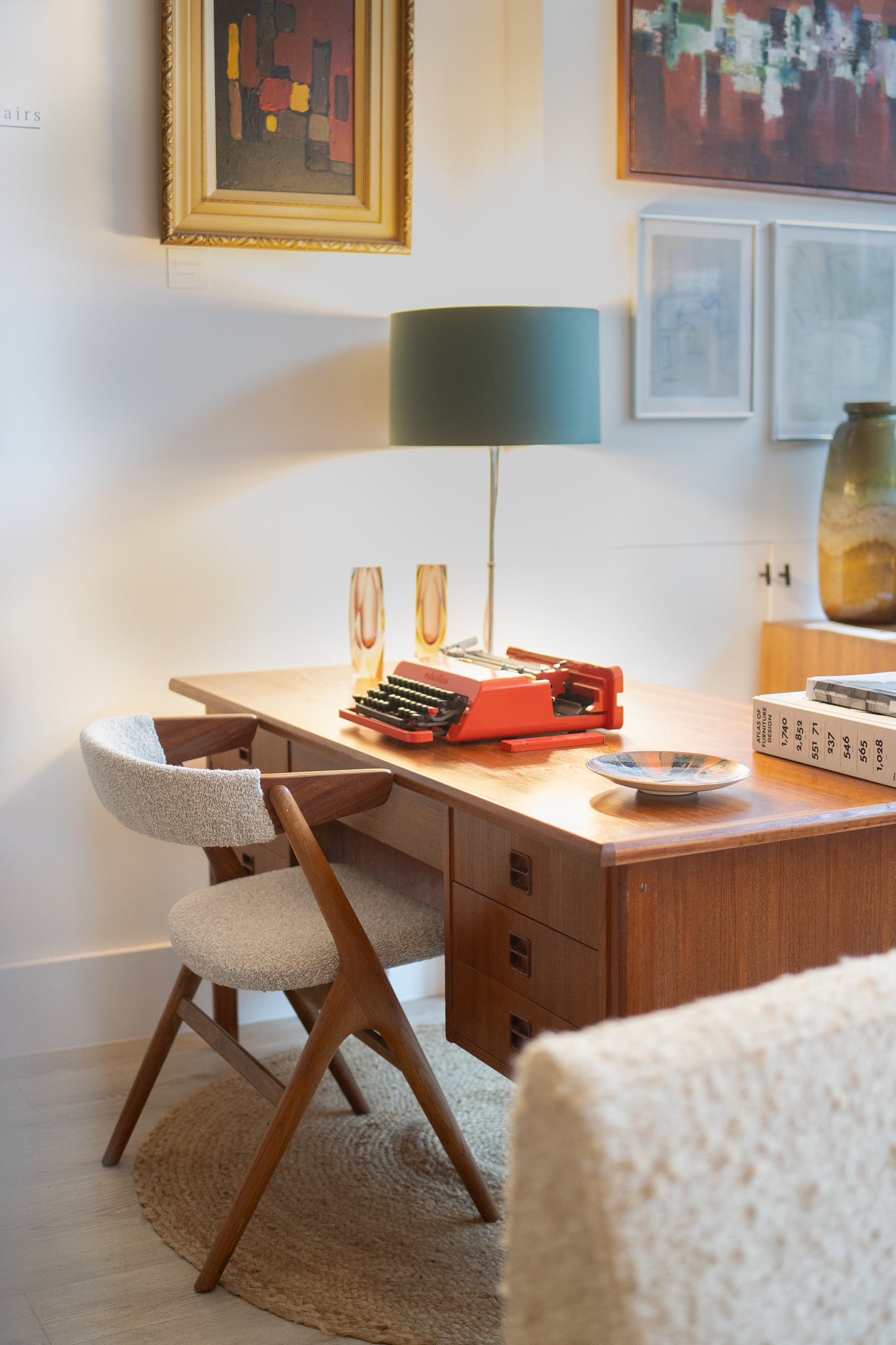 Teak kneehole desk with intregrated shelf (Denmark) 1960s