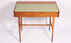 Midcentury Teak and Pistachio-Vinyl writing Desk (1960s)