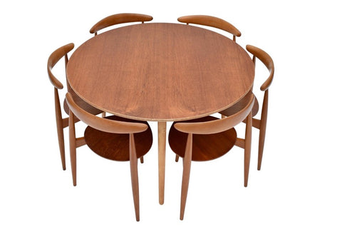 Hans Wegner Beech & Teak Heart Dining Set For Fritz Hansen, Denmark